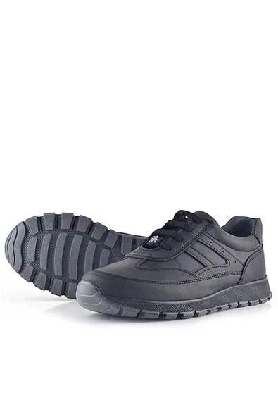 Rakerplus Hakiki Deri Siyah Bağcıklı Spor Günlük Ayakkabı - Resim 7