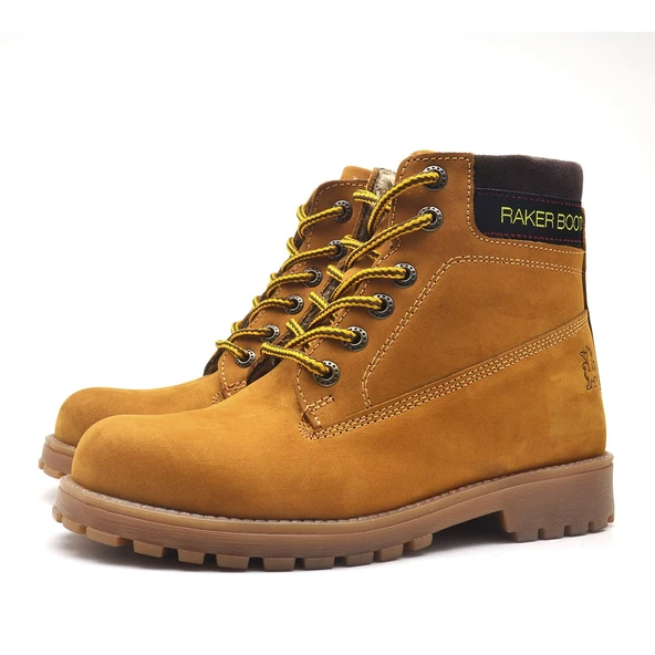Rakerplus Neson Hakiki Deri Rahat Sarı Fermuarlı Unisex Çocuk Bot - Resim 4