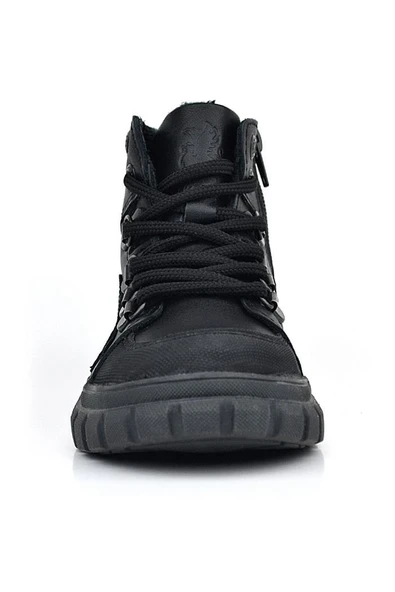 Rakerplus Hakiki Deri Siyah Fermuarlı Siyah Tabanlı Erkek Çocuk Bot - Resim 11