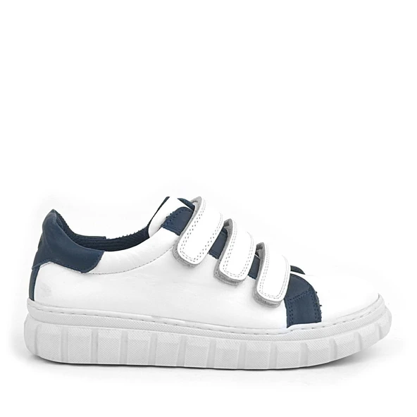 Rakerplus Hakiki Deri Beyaz Cırtlı Çocuk Günlük Spor Okul Ayakkabı - 2