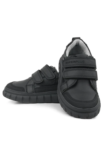 Rakerplus Hakiki Deri Siyah Cırtlı Günlük Spor Çocuk Okul Ayakkabı - 6