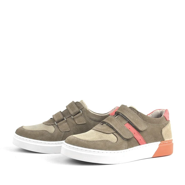 Rakerplus Hakiki Deri Cırtlı Kum Rengi Erkek Çocuk Spor Ayakkabı - Resim 4