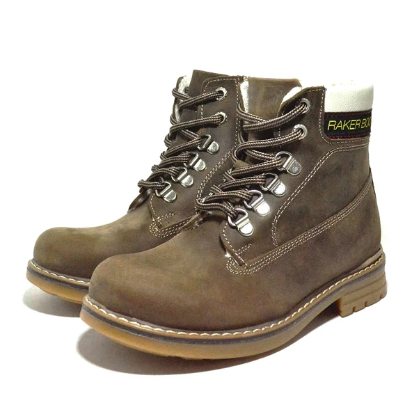 Rakerplus Hakiki Deri Kum Rengi Fermuarlı Kışlık Çocuk Bot - Resim 4