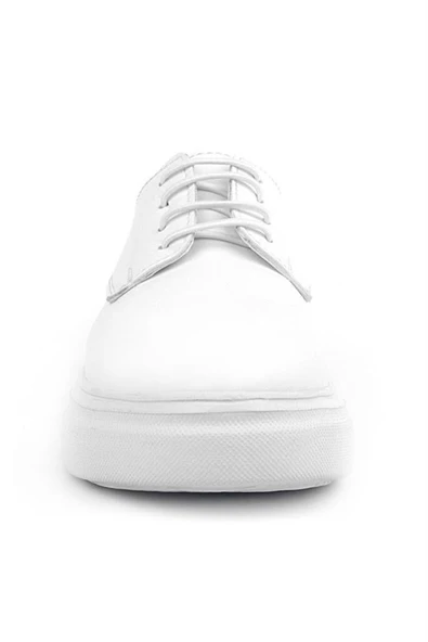 Rakerplus Derby Beyaz Cilt Yüksek Taban Çocuk Klasik Ayakkabı - Resim 4