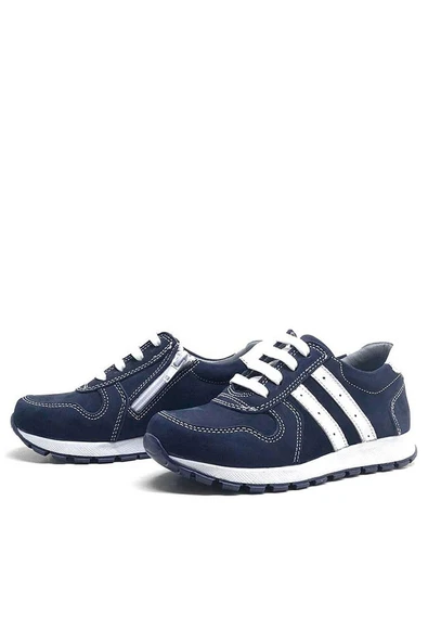 Rakerplus Hakiki Deri Lacivert Fermuarlı Erkek Çocuk Spor Okul Ayakkabı - 3