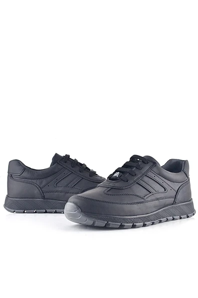 Rakerplus Hakiki Deri Siyah Bağcıklı Spor Günlük Ayakkabı - Resim 8