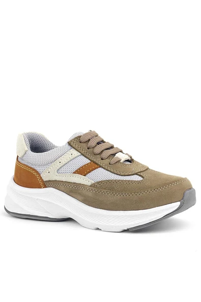 Rakerplus Hakiki Deri Anatomik Kum Rengi Bağcıklı Hafif Çocuk Spor Ayakkabı - 2