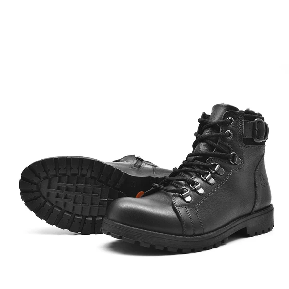 Rakerplus Griffon Hakiki Deri Siyah Fermuarlı Çocuk Bot - Resim 5