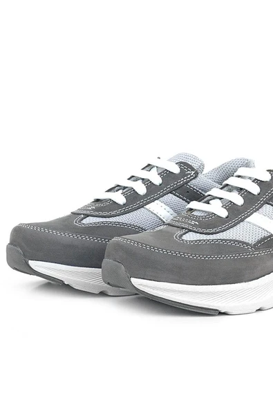 Rakerplus Hakiki Deri Anatomik Gri Bağcıklı Hafif Çocuk Spor Ayakkabı - 6
