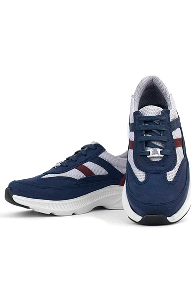 Rakerplus Hakiki Deri Anatomik Lacivert Bordo Bağcıklı Hafif Çocuk Spor Ayakkabı - Resim 7