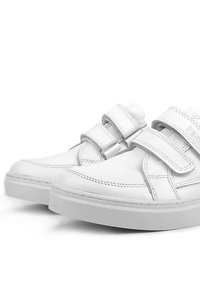 Rakerplus Hakiki Deri Beyaz Cırtlı Genç Erkek Spor Ayakkabı - 6