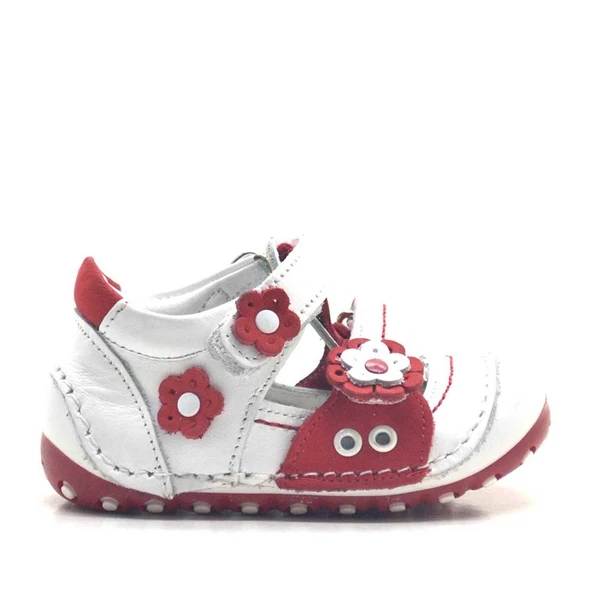 Nino Hakiki Deri Kırmızı Cırtlı Yazlık İlk Adım Ayakkabı - Resim 2