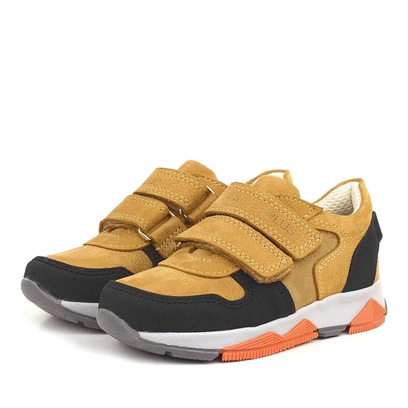 Rakerplus Hakiki Deri Sarı Siyah Çocuk Sneakers Spor Ayakkabı - Resim 3