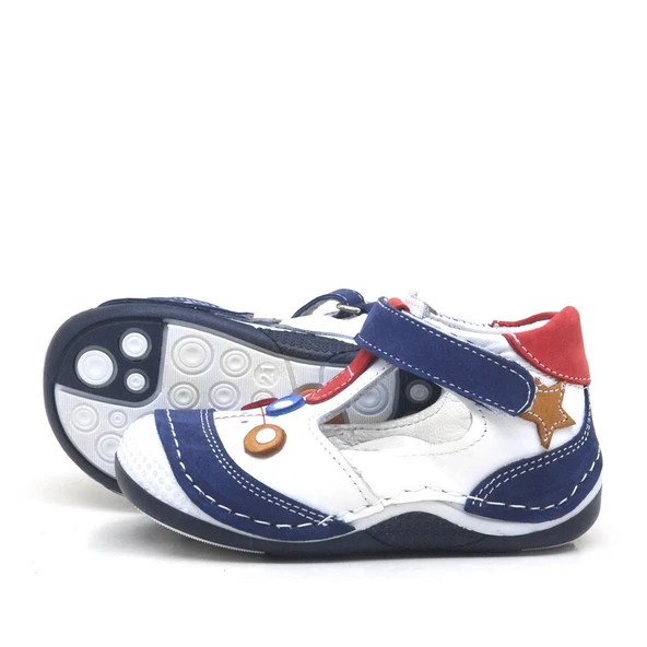 Lacivert Hakiki Deri Cırtlı Erkek Bebek Ayakkabı Patik - Resim 4