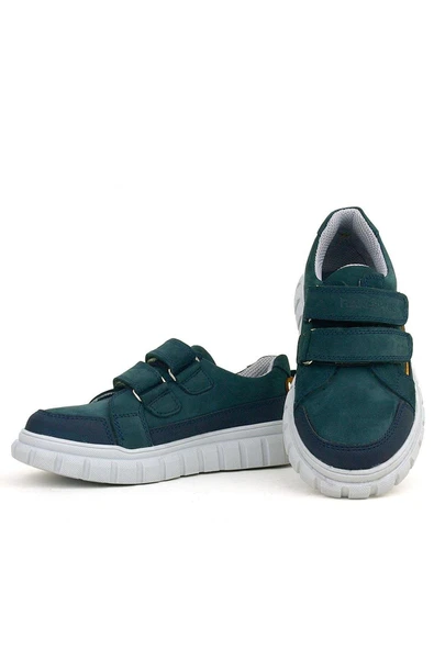 Rakerplus Hakiki Deri Koyu Yeşil Cırtlı Günlük Spor Çocuk Okul Ayakkabı - 6