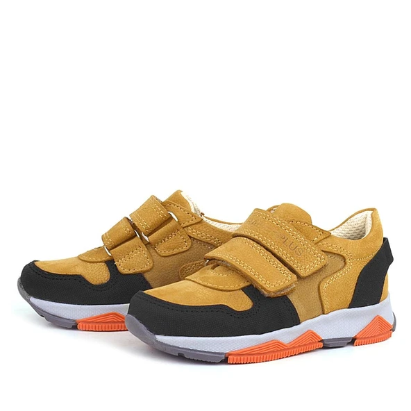 Rakerplus Hakiki Deri Sarı Siyah Çocuk Sneakers Spor Ayakkabı - Resim 4