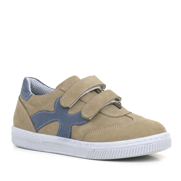 Rakerplus Hakiki Deri Kum Gri Cırtlı Çocuk Spor Ayakkabı ürün görseli