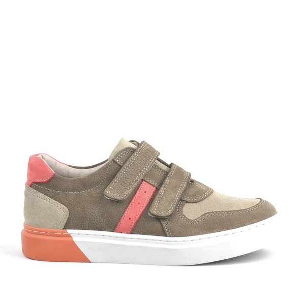 Rakerplus Hakiki Deri Cırtlı Kum Rengi Erkek Çocuk Spor Ayakkabı - Resim 2