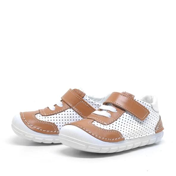 HAKİKİ DERİ BEYAZ TABA MEVSİMLİK ERKEK BEBEK AYAKKABI - Resim 3