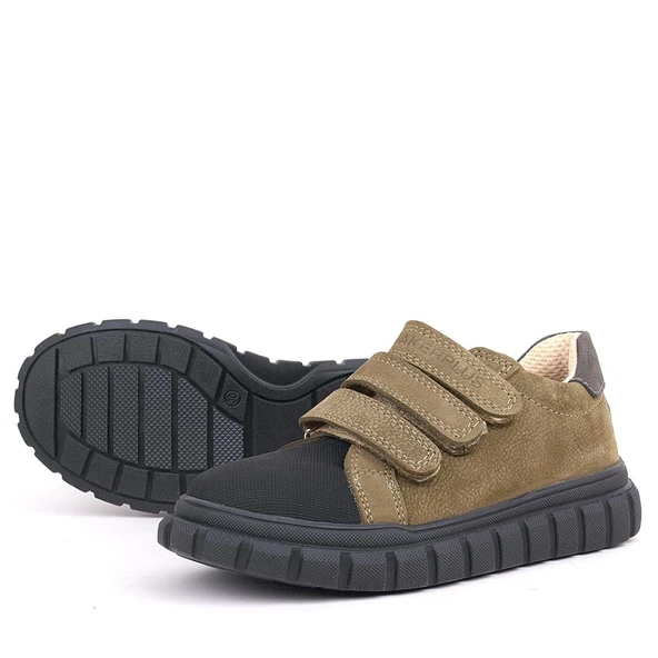 Rakerplus Hakiki Deri Kum Rengi Cırtlı Çocuk Günlük Spor Okul Ayakkabı - Resim 7