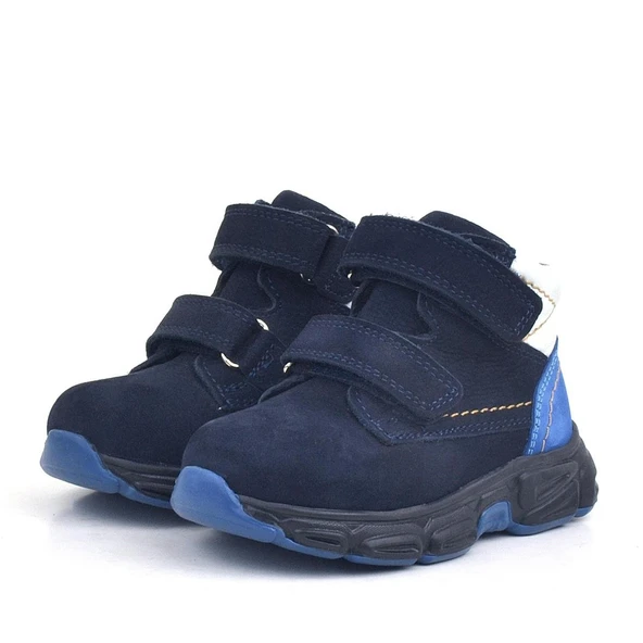 Rakerplus Hakiki Deri Lacivert Nubuk Bebek Spor Bot Ayakkabı - Resim 3