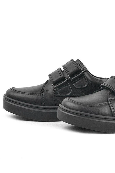 Rakerplus Hakiki Deri Siyah Cırtlı Erkek Çocuk Spor Okul Ayakkabı - 8