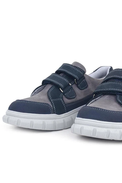 Rakerplus Hakiki Deri Lacivert Cırtlı Çocuk Günlük Spor Okul Ayakkabı - 7