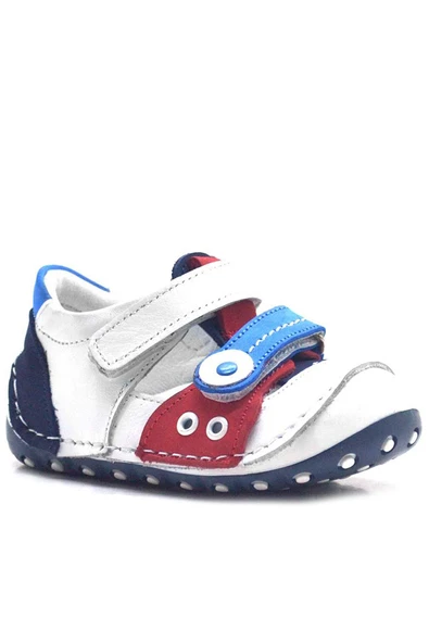 Nino Hakiki Deri Beyaz Cırtlı Yazlık İlk Adım Ayakkabı ürün görseli