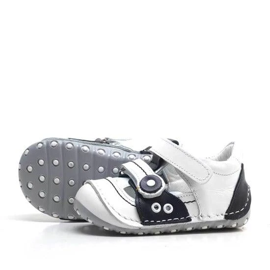 Nino Hakiki Deri Siyah Beyaz Bebek Taraftar İlk Adım Ayakkabı - Resim 12