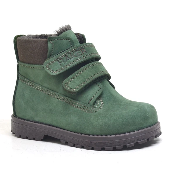 Rakerplus Neson Hakiki Deri Yeşil Kürklü Cırtlı Unisex Bebek Bot ürün görseli