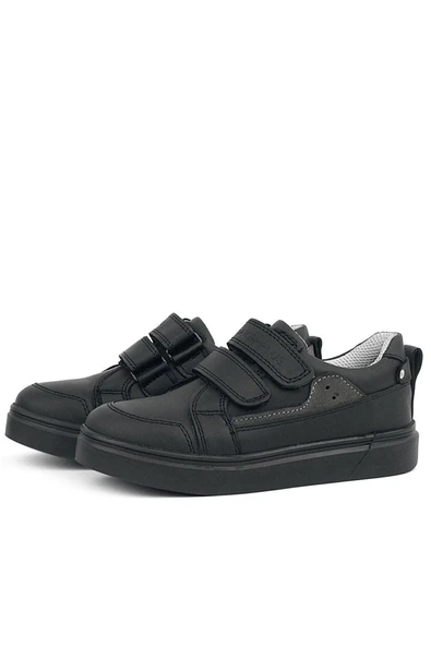 Rakerplus Siyah Hakiki Deri Cırtlı Erkek Çocuk Sneaker Ayakkabı - Resim 4