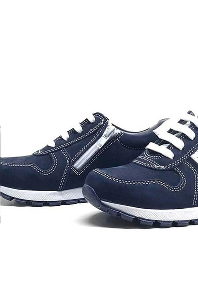 Rakerplus Hakiki Deri Lacivert Fermuarlı Erkek Çocuk Spor Okul Ayakkabı - 5