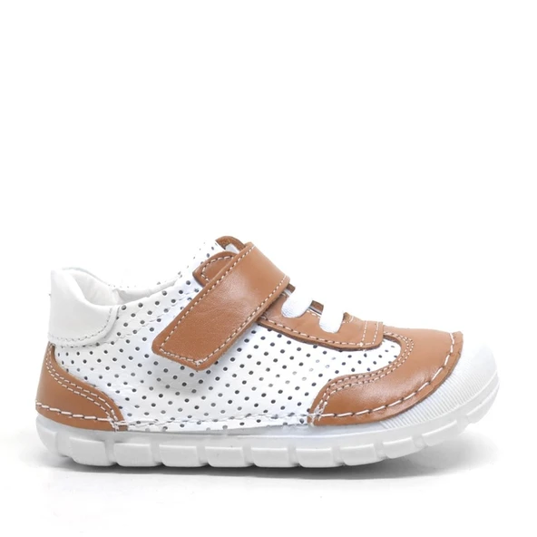 HAKİKİ DERİ BEYAZ TABA MEVSİMLİK ERKEK BEBEK AYAKKABI - Resim 2