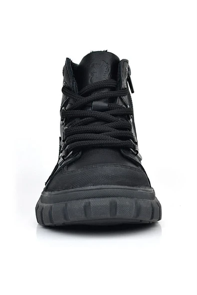 Rakerplus Hakiki Deri Siyah Fermuarlı Siyah Tabanlı Erkek Çocuk Bot - Resim 4