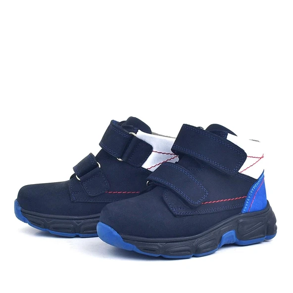 Rakerplus Hakiki Deri Lacivert Cırtlı Kürklü Çocuk Spor Bot - Resim 2