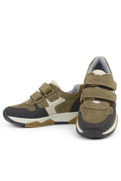 Rakerplus Hakiki Deri Vizon Kahve Çocuk Cırtlı Sneakers Spor Ayakkabı - Resim 7