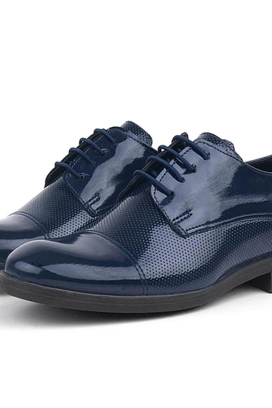 Rakerplus Lacivert Rugan Oxford Bağcıklı Klasik Çocuk Ayakkabı - Resim 7