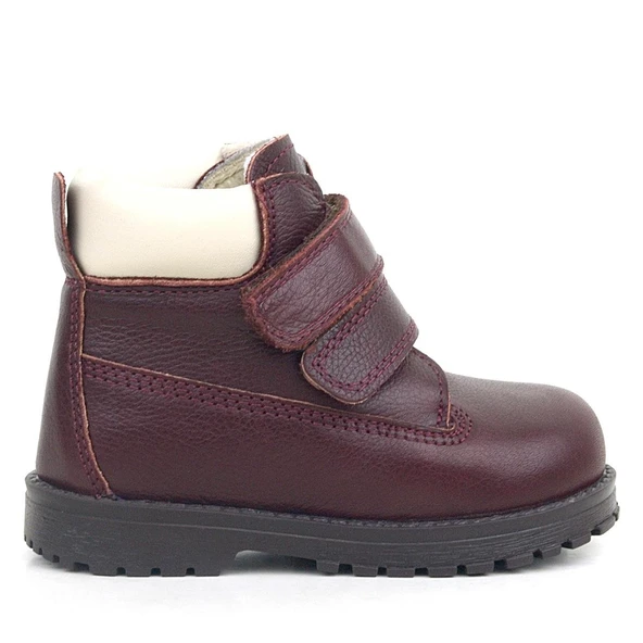 Rakerplus Neson Hakiki Deri Bordo Kürklü Cırtlı Bebek Bot - 2