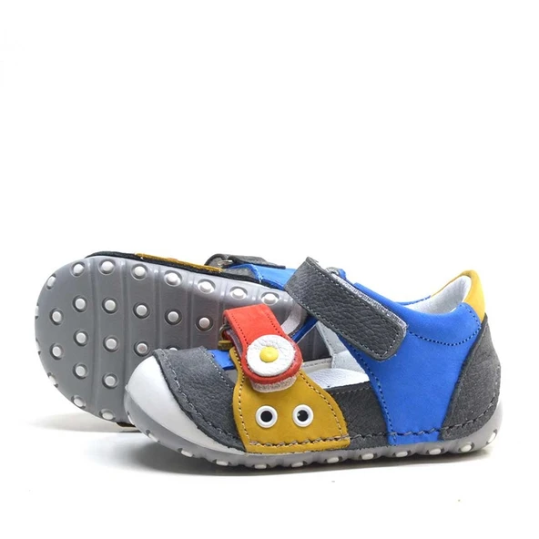 Nino Hakiki Deri Renkli Cırtlı Yazlık İlk Adım Ayakkabı - Resim 4