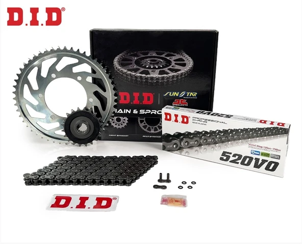 ZİNCİR DİŞLİ SETİ APRILIA TUAREG 660cc ZİNCİR: DID-520 ORING-120 ÖN-ARKA DİŞLİ: JT15T-42T 2022-2024 ürün görseli