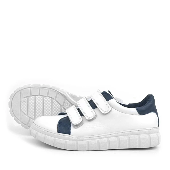 Rakerplus Hakiki Deri Beyaz Cırtlı Çocuk Günlük Spor Okul Ayakkabı - 5