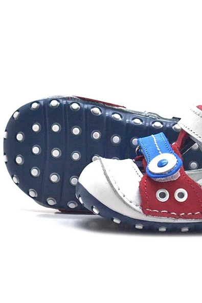 Nino Hakiki Deri Beyaz Cırtlı Yazlık İlk Adım Ayakkabı - Resim 6