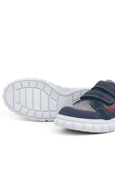 Rakerplus Hakiki Deri Lacivert Cırtlı Çocuk Günlük Spor Okul Ayakkabı - 6