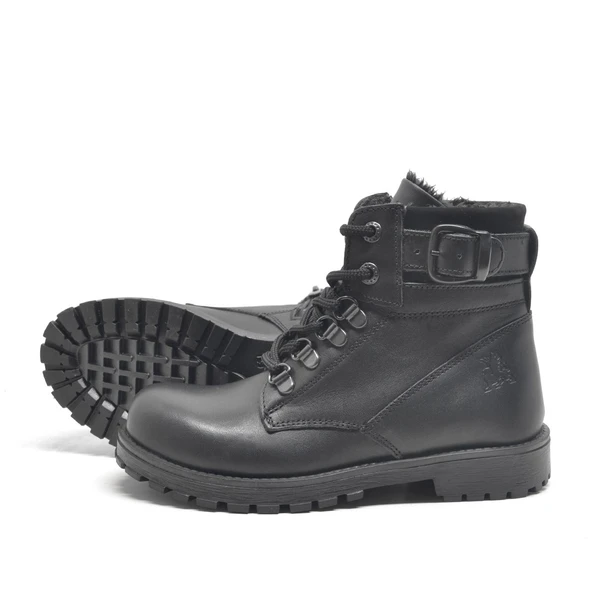 Rakerplus Hakiki Deri Siyah Fermuarlı Kürklü Çocuk Bot - Resim 5