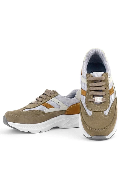 Rakerplus Hakiki Deri Anatomik Kum Rengi Bağcıklı Hafif Çocuk Spor Ayakkabı - 7