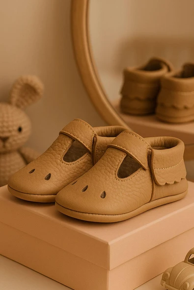Bubbles Hakiki Deri Kahverengi Lastikli Bebek Patik ürün görseli