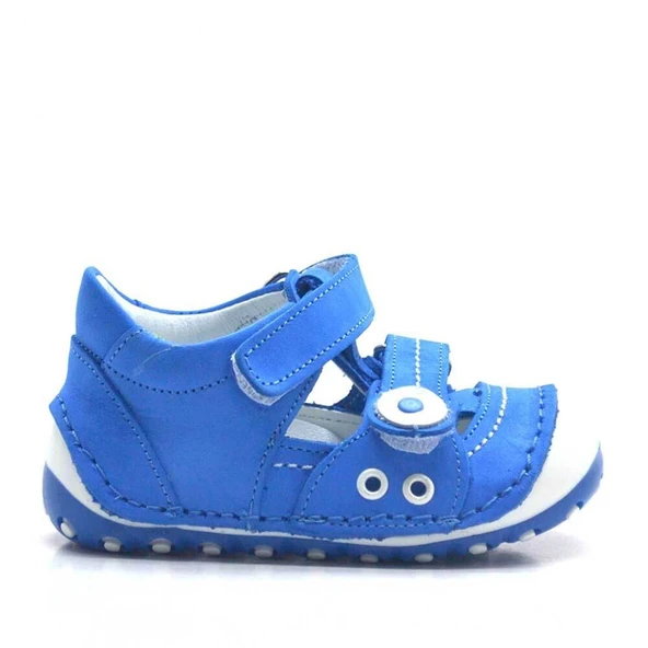 Hakiki Deri Mavi Cırtlı Yazlık İlk Adım Ayakkabı - 2
