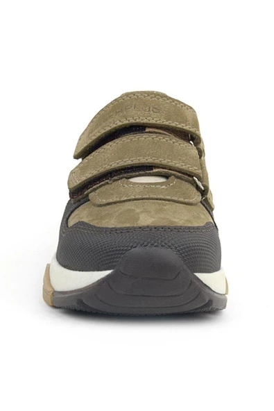 Rakerplus Hakiki Deri Vizon Kahve Çocuk Cırtlı Sneakers Spor Ayakkabı - Resim 4