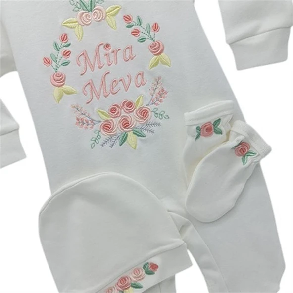 İsimli Hastane Çıkışı 3 Lü Set Rococo Laruel Desenli Pudra - Resim 3