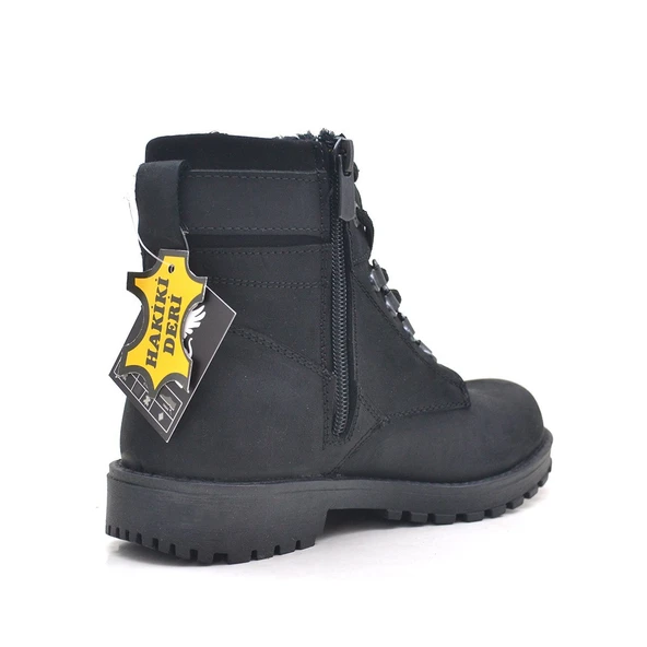 Rakerplus Hakiki Deri Siyah Fermuarlı Kürklü Çocuk Bot - Resim 3